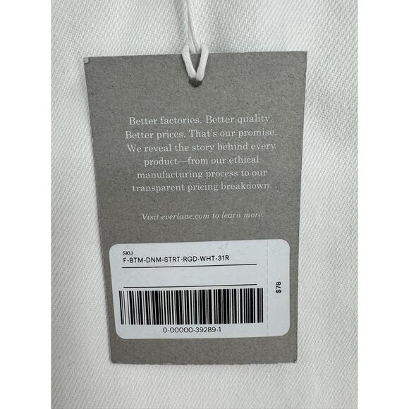 Everlane High Rise Cheeky Straight Jean Womens 31R White NEW - Picture 7 of 11